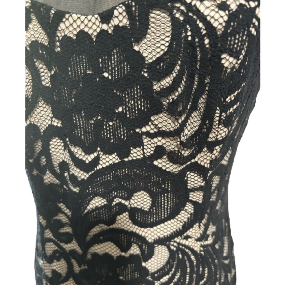 BLACK LACE DRESS MAGGY LONDON LINED BODYCON KNEE LENGTH COCKTAIL EUC 8 - Picture 6 of 10